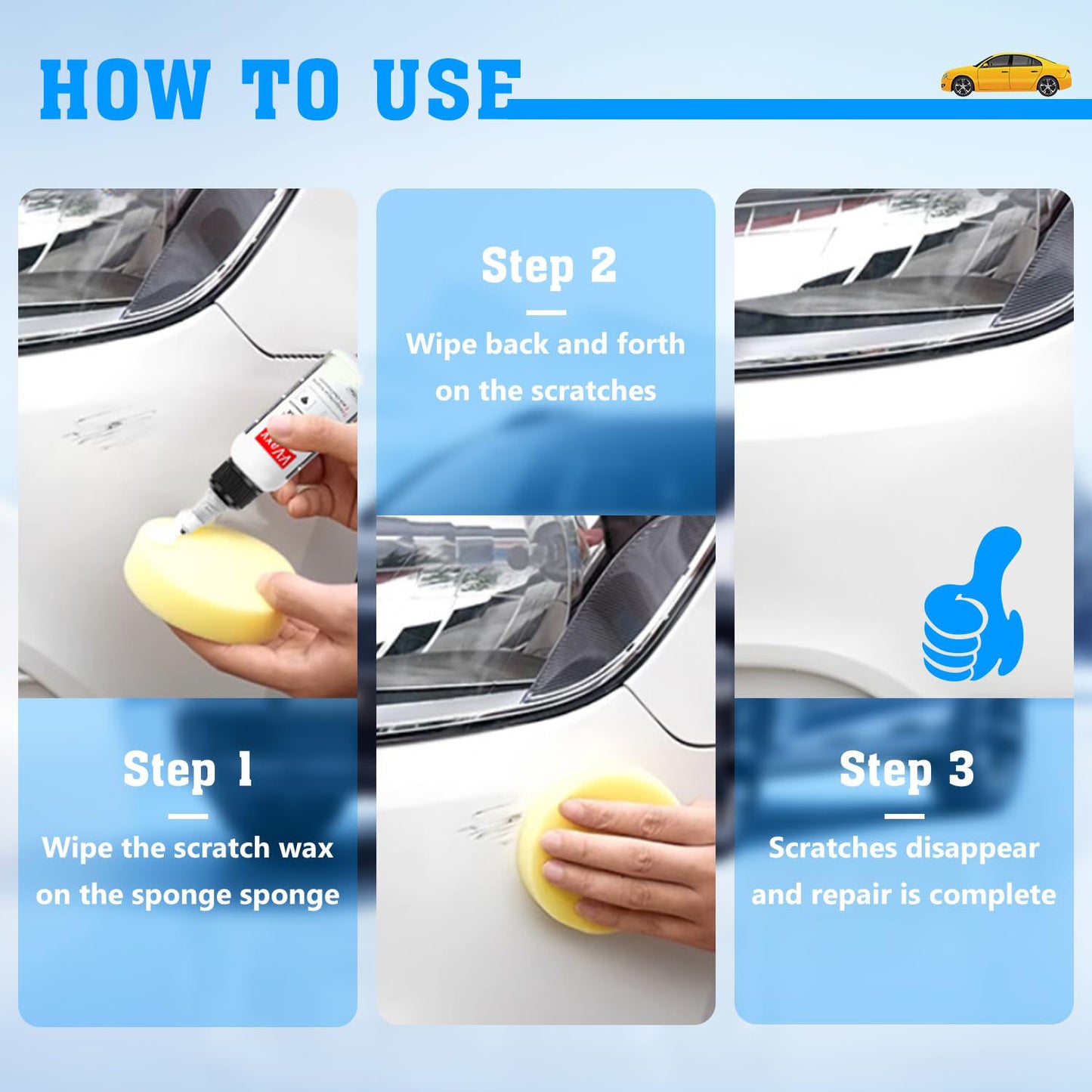 V-Vaxy Car Scratch Remover Wax, Polishing Compound, Rust Cleaning Agent for Auto Paint and Wheel Hub Repair