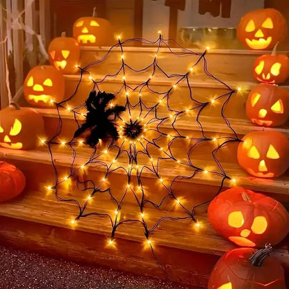 Halloween LED Spider Web String Lights – Ghost Festival Atmosphere Decoration