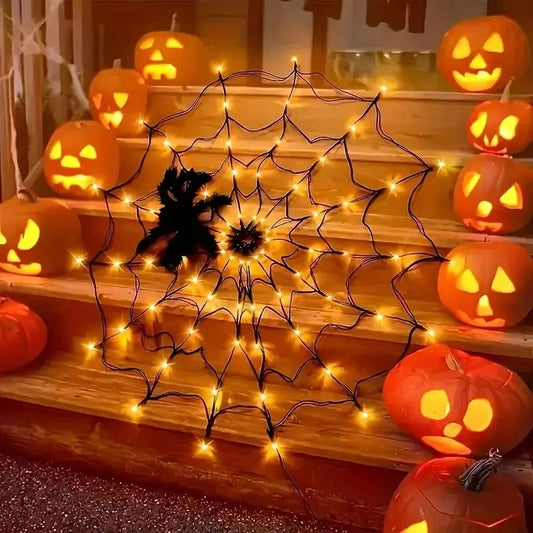 Halloween LED Spider Web String Lights – Ghost Festival Atmosphere Decoration