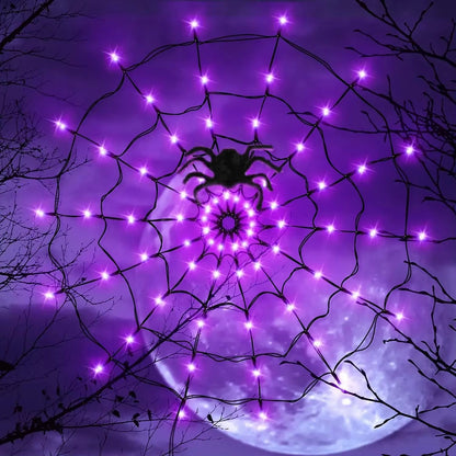 Halloween LED Spider Web String Lights – Ghost Festival Atmosphere Decoration