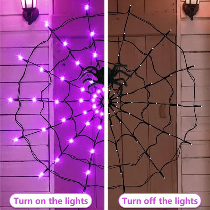 Halloween LED Spider Web String Lights – Ghost Festival Atmosphere Decoration