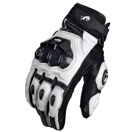 Motorcycle Gloves Black Racing Genuine Leather Road Riding Gloves for Men Summer and Winter