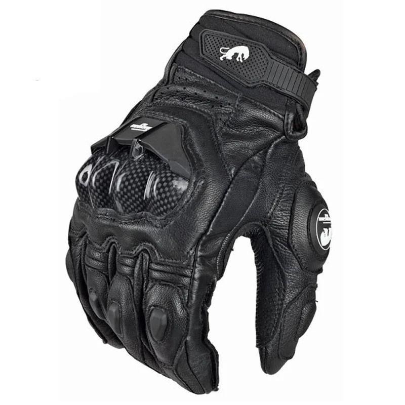 Motorcycle Gloves Black Racing Genuine Leather Road Riding Gloves for Men Summer and Winter