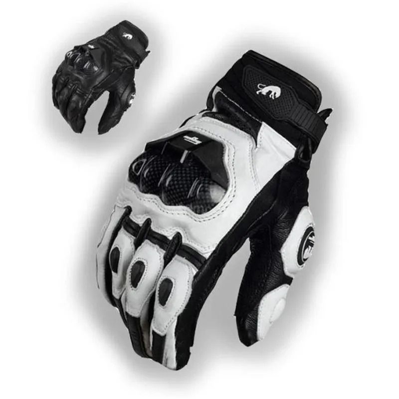 Motorcycle Gloves Black Racing Genuine Leather Road Riding Gloves for Men Summer and Winter