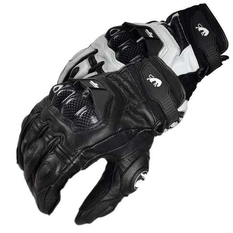 Motorcycle Gloves Black Racing Genuine Leather Road Riding Gloves for Men Summer and Winter