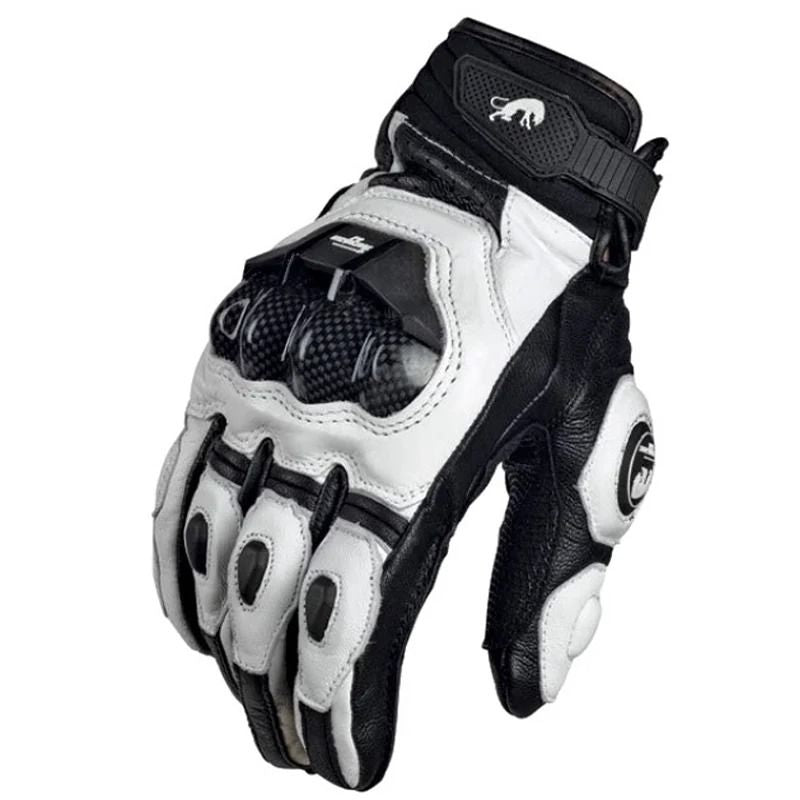 Motorcycle Gloves Black Racing Genuine Leather Road Riding Gloves for Men Summer and Winter