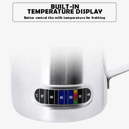 12oz and 20oz Milk Frothing Pitcher with Temperature Display Stainless Steel Milk Frother Jug for Latte Art