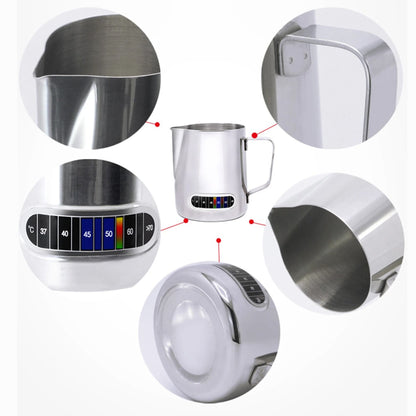 12oz and 20oz Milk Frothing Pitcher with Temperature Display Stainless Steel Milk Frother Jug for Latte Art