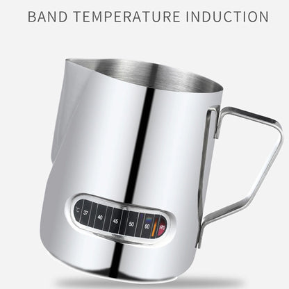 12oz and 20oz Milk Frothing Pitcher with Temperature Display Stainless Steel Milk Frother Jug for Latte Art