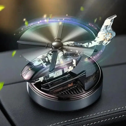 Solar Helicopter Car Air Freshener, Propeller Rotating Perfume Diffuser, Stylish Auto Interior Decoration