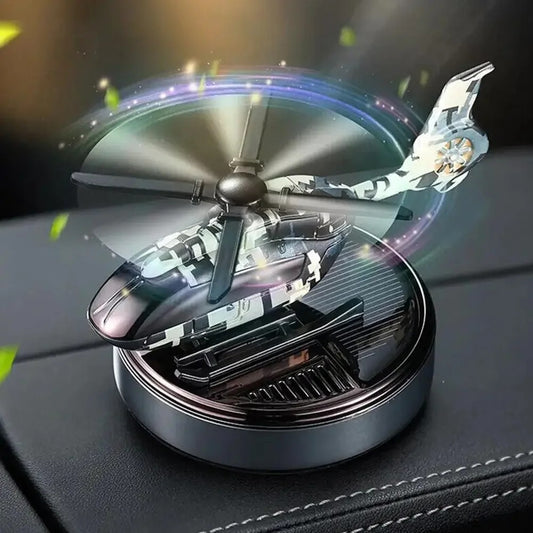 Solar Helicopter Car Air Freshener, Propeller Rotating Perfume Diffuser, Stylish Auto Interior Decoration