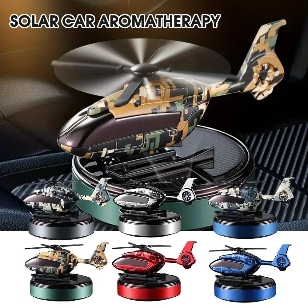 Solar Helicopter Car Air Freshener, Propeller Rotating Perfume Diffuser, Stylish Auto Interior Decoration