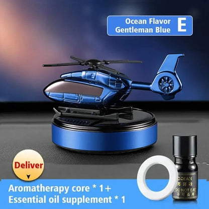 Solar Helicopter Car Air Freshener, Propeller Rotating Perfume Diffuser, Stylish Auto Interior Decoration
