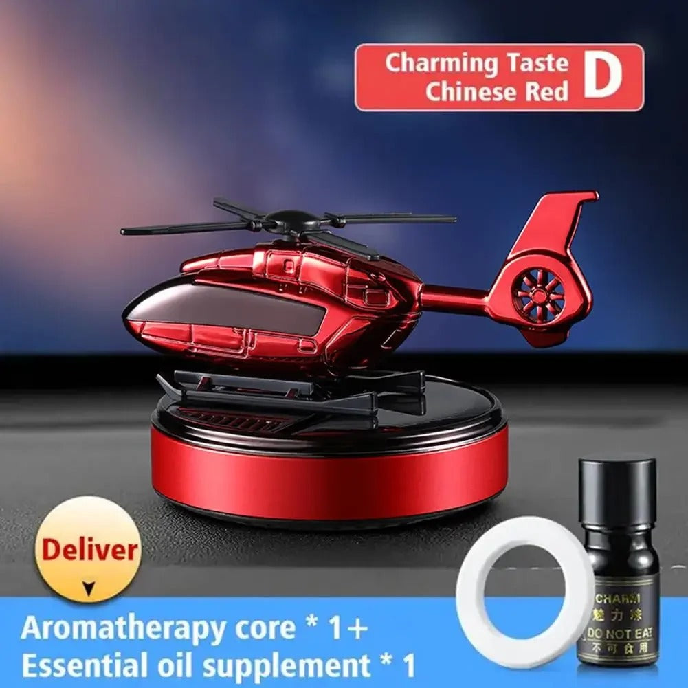 Solar Helicopter Car Air Freshener, Propeller Rotating Perfume Diffuser, Stylish Auto Interior Decoration