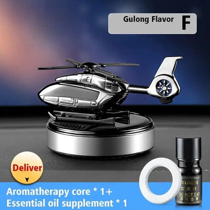 Solar Helicopter Car Air Freshener, Propeller Rotating Perfume Diffuser, Stylish Auto Interior Decoration
