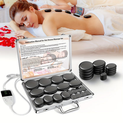 Professional Spa Massage Tool, Hot Stone Massage Set with Temperature Adjustment, Hot Stone Massage Set with Heater