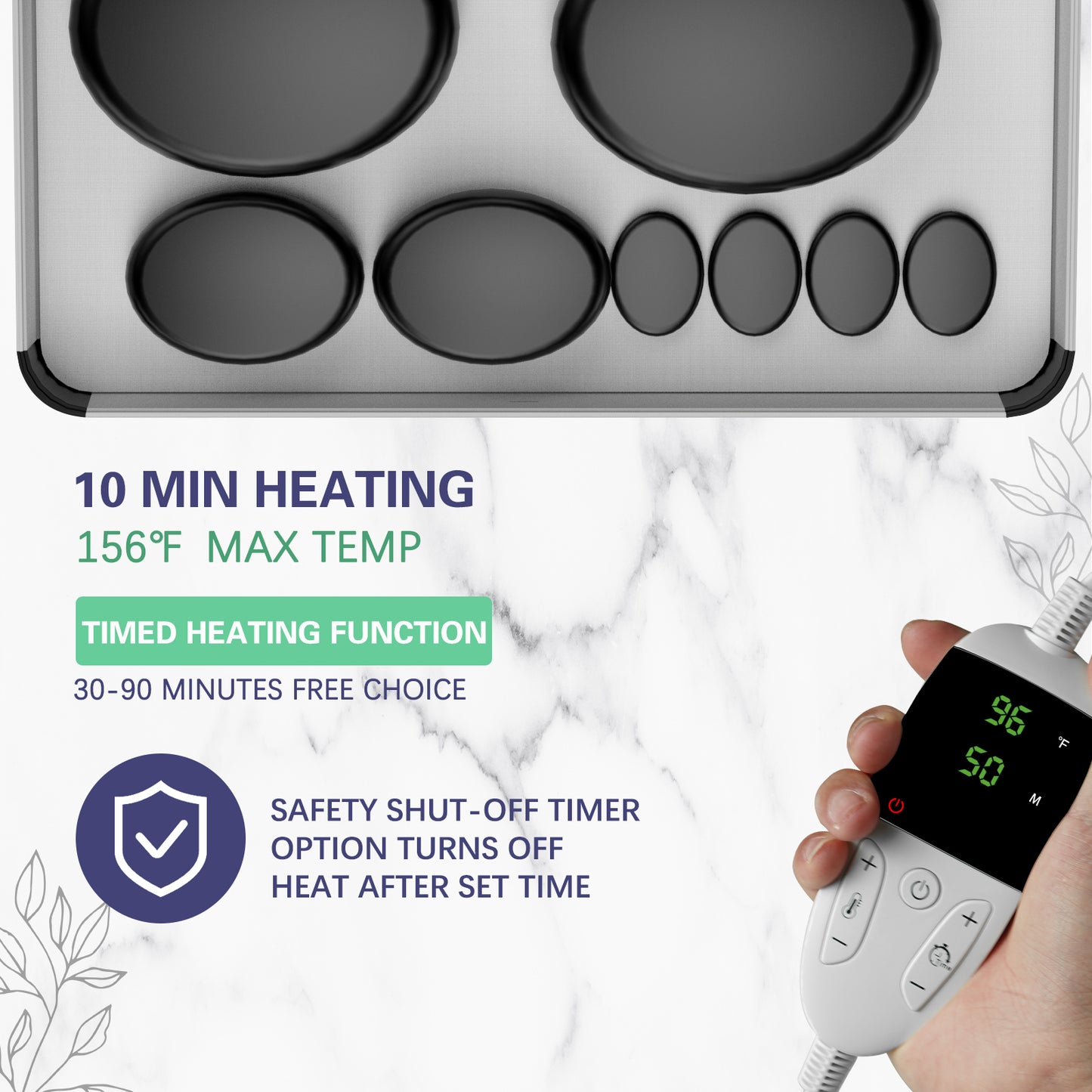 Professional Spa Massage Tool, Hot Stone Massage Set with Temperature Adjustment, Hot Stone Massage Set with Heater