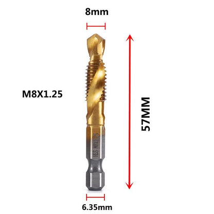 Titanium Plated HSS Hex Shank Screw Tap Drill Bits – Metric M3–M10