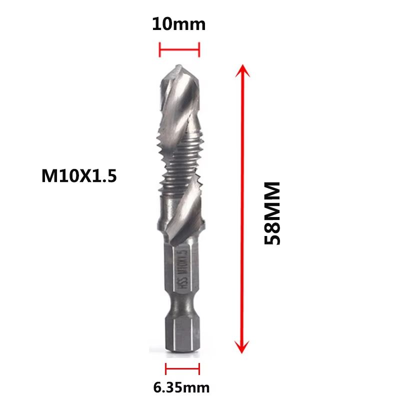 Titanium Plated HSS Hex Shank Screw Tap Drill Bits – Metric M3–M10