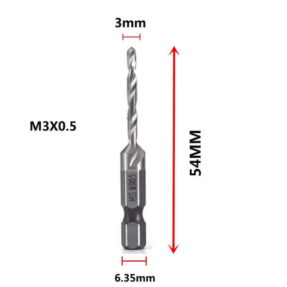 Titanium Plated HSS Hex Shank Screw Tap Drill Bits – Metric M3–M10