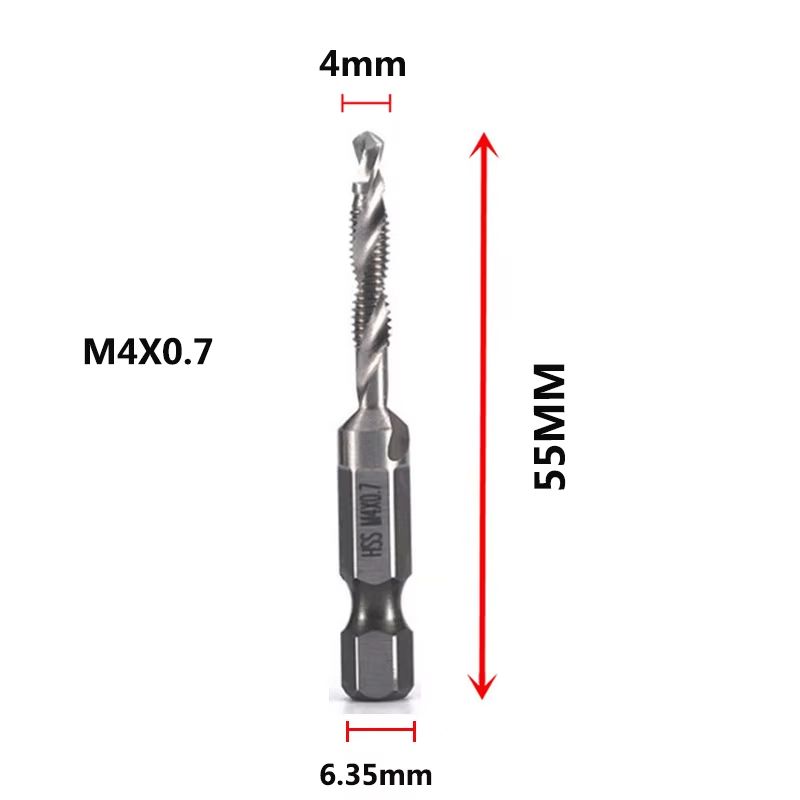 Titanium Plated HSS Hex Shank Screw Tap Drill Bits – Metric M3–M10