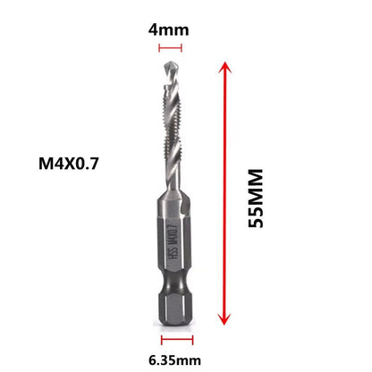Titanium Plated HSS Hex Shank Screw Tap Drill Bits – Metric M3–M10