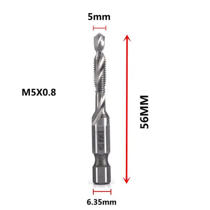 Titanium Plated HSS Hex Shank Screw Tap Drill Bits – Metric M3–M10