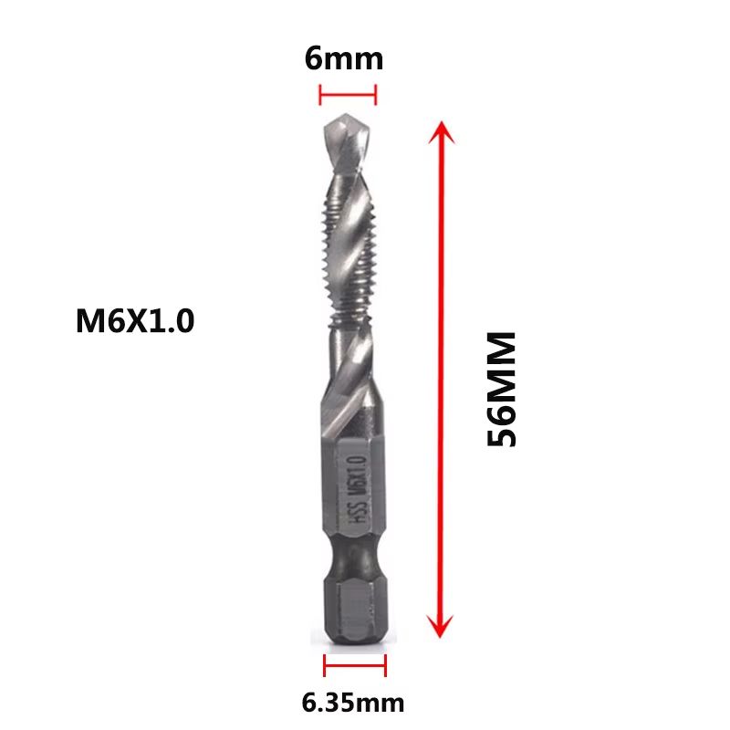 Titanium Plated HSS Hex Shank Screw Tap Drill Bits – Metric M3–M10