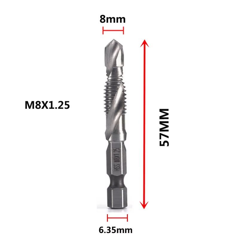 Titanium Plated HSS Hex Shank Screw Tap Drill Bits – Metric M3–M10