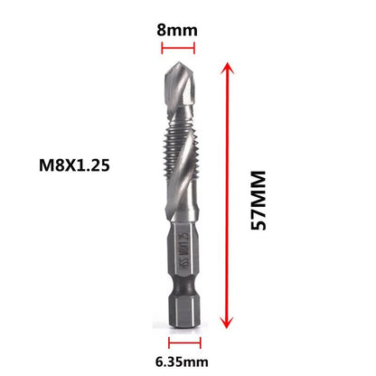 Titanium Plated HSS Hex Shank Screw Tap Drill Bits – Metric M3–M10