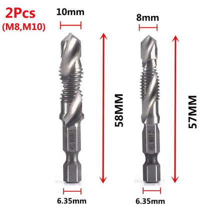 Titanium Plated HSS Hex Shank Screw Tap Drill Bits – Metric M3–M10