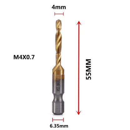 Titanium Plated HSS Hex Shank Screw Tap Drill Bits – Metric M3–M10