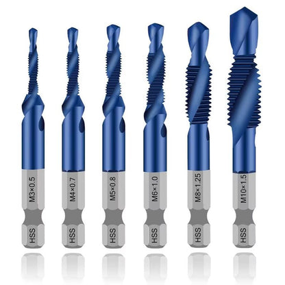 Titanium Plated HSS Hex Shank Screw Tap Drill Bits – Metric M3–M10