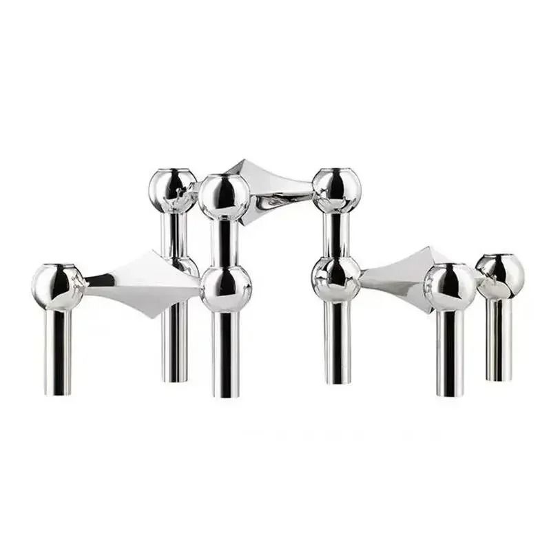 Metal Molecular Structure Candle Holder Nordic Silver Candlestick Centerpiece