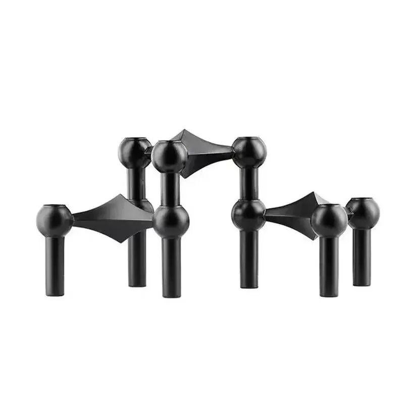 Metal Molecular Structure Candle Holder Nordic Silver Candlestick Centerpiece