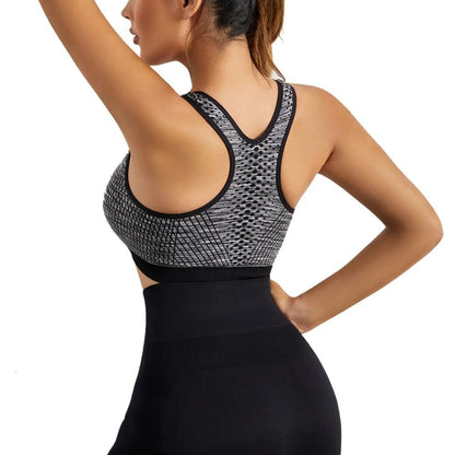 Women Sports Bra Front Zipper Breathable High Impact Yoga Running Vest