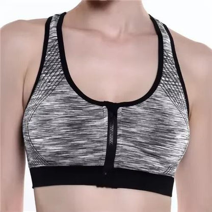 Women Sports Bra Front Zipper Breathable High Impact Yoga Running Vest