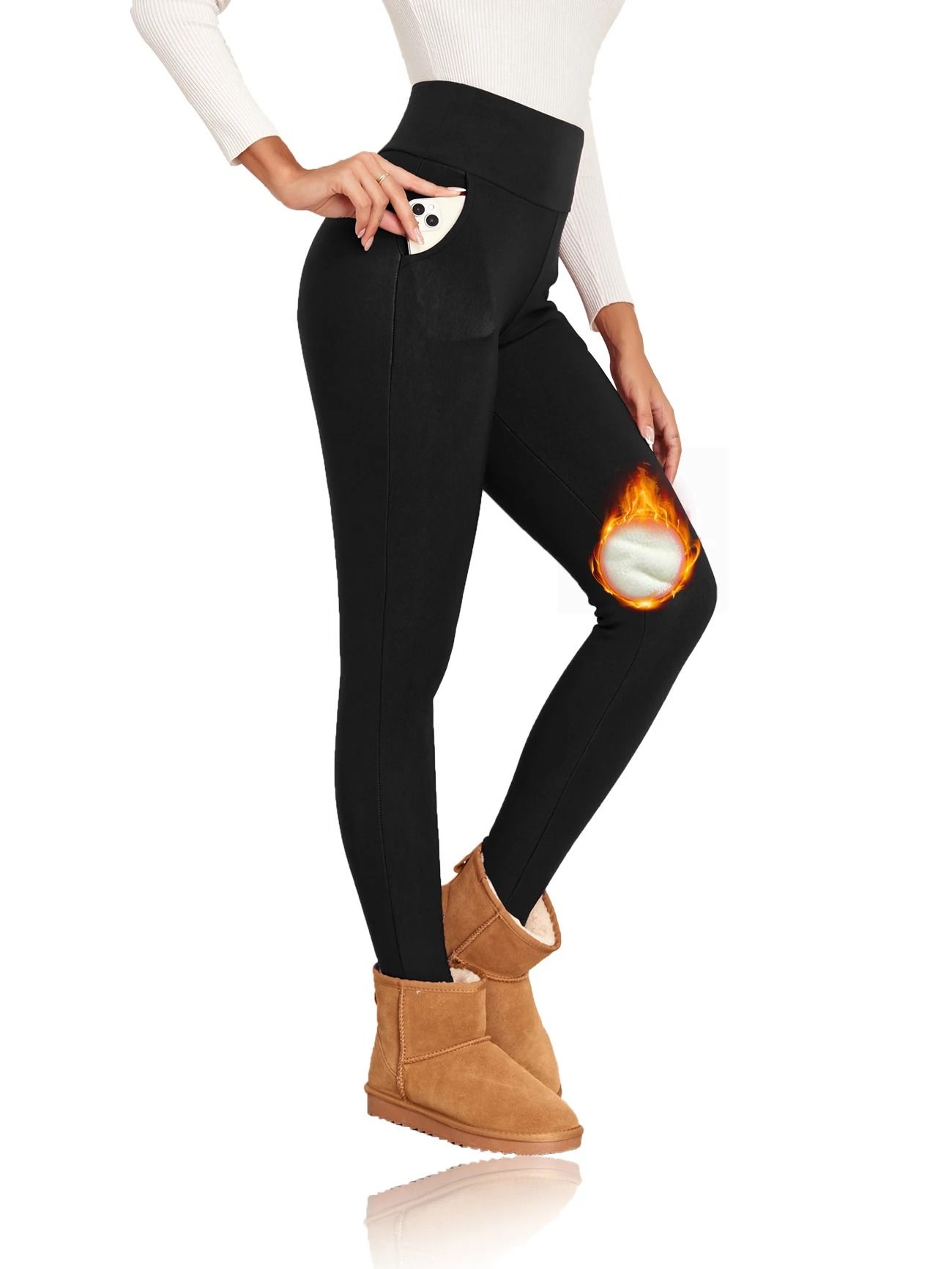 Thick Warm High Waist Winter Leggings with Pockets for Women