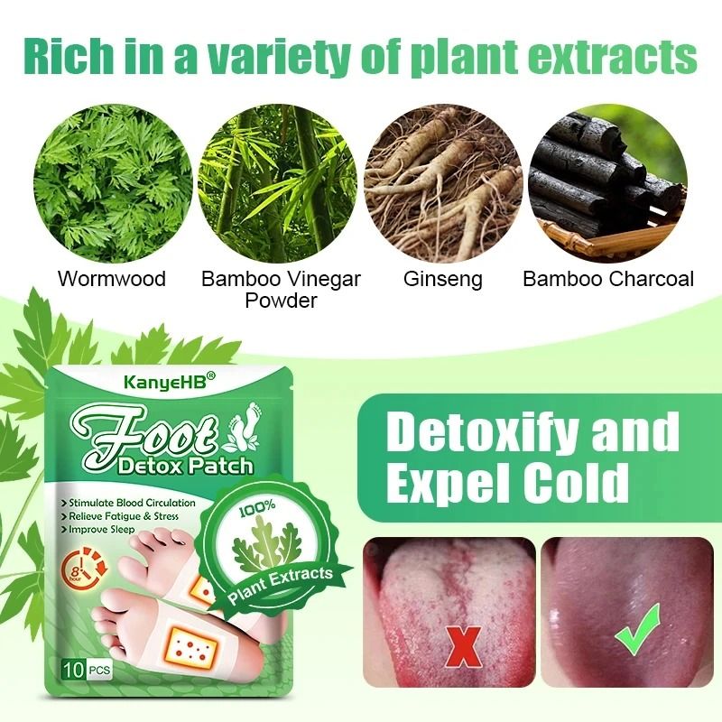 Detox Foot Patches 10 20 PCS Natural Herbal Wormwood Foot Cleansing Stickers