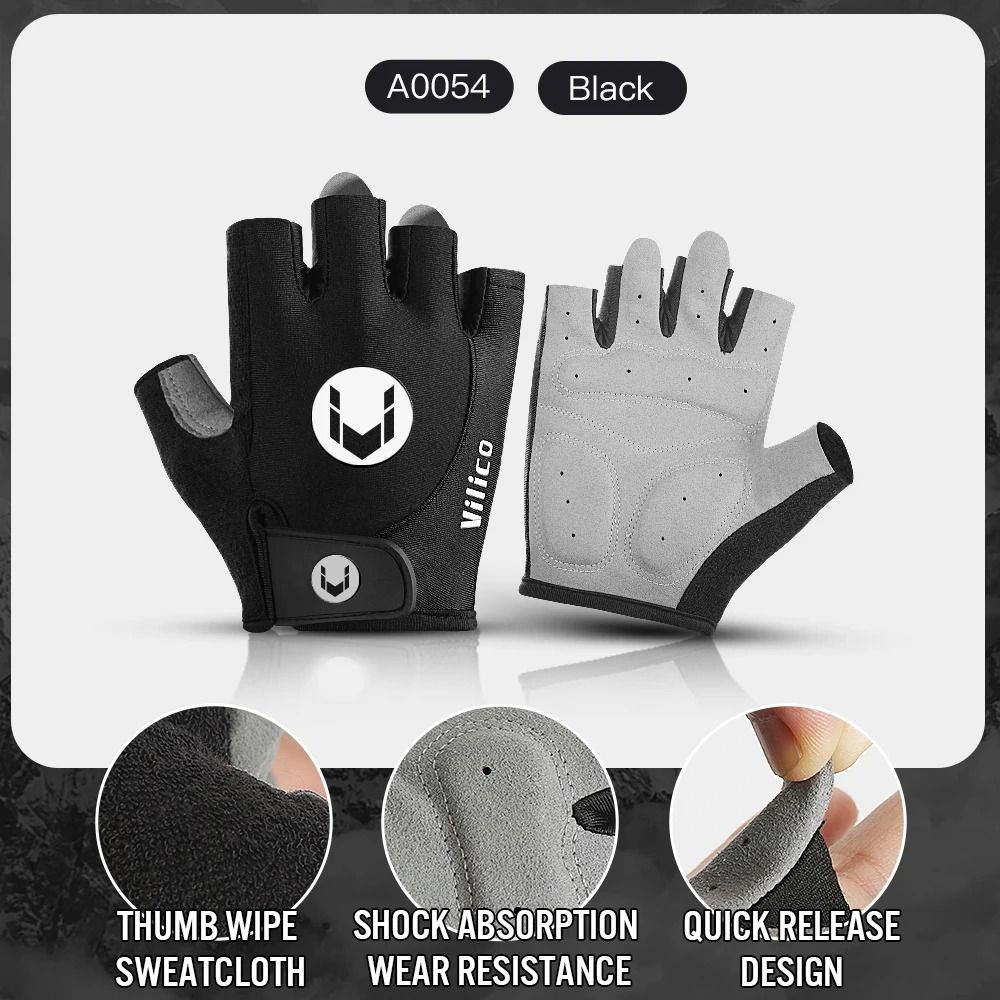 Cycling Full Finger Anti Slip Gloves with Shock Absorption and Breathable Padding