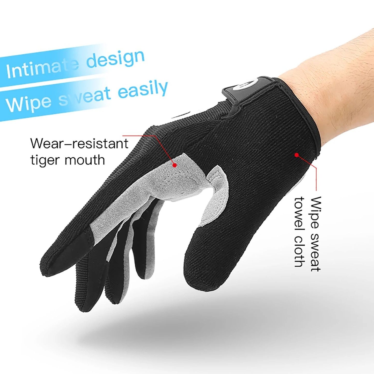 Cycling Full Finger Anti Slip Gloves with Shock Absorption and Breathable Padding