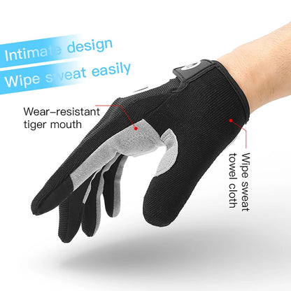 Cycling Full Finger Anti Slip Gloves with Shock Absorption and Breathable Padding