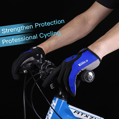 Cycling Full Finger Anti Slip Gloves with Shock Absorption and Breathable Padding
