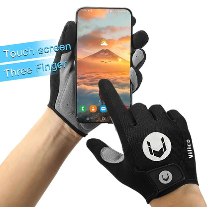 Cycling Full Finger Anti Slip Gloves with Shock Absorption and Breathable Padding