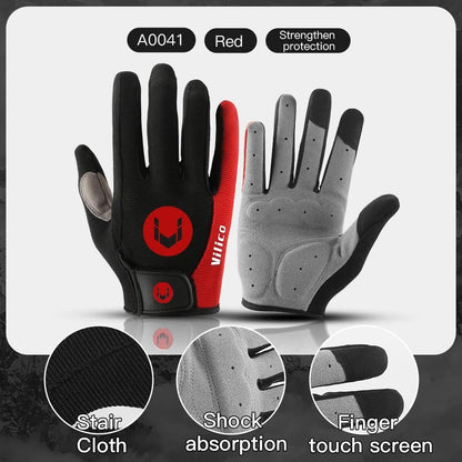 Cycling Full Finger Anti Slip Gloves with Shock Absorption and Breathable Padding