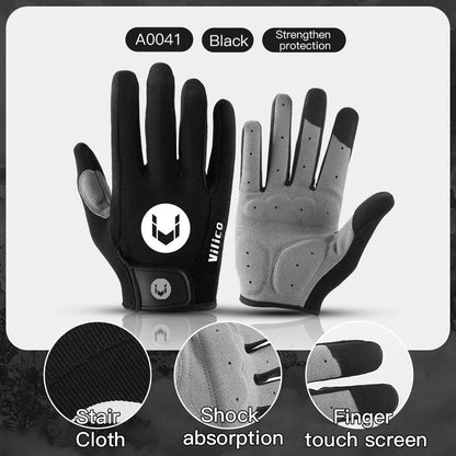 Cycling Full Finger Anti Slip Gloves with Shock Absorption and Breathable Padding