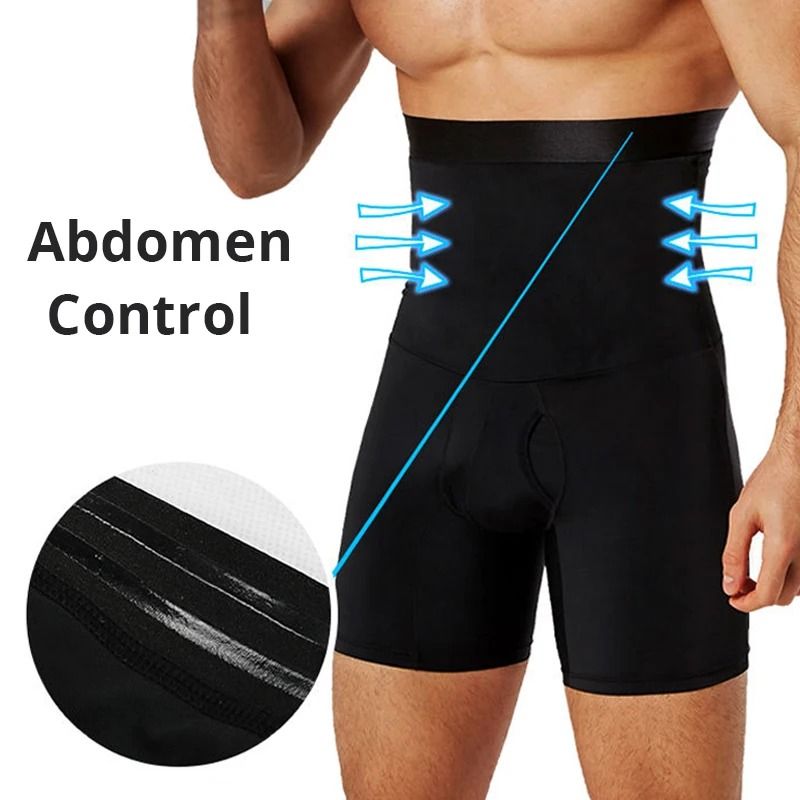 Mens High Waist Tummy Control Compression Shorts