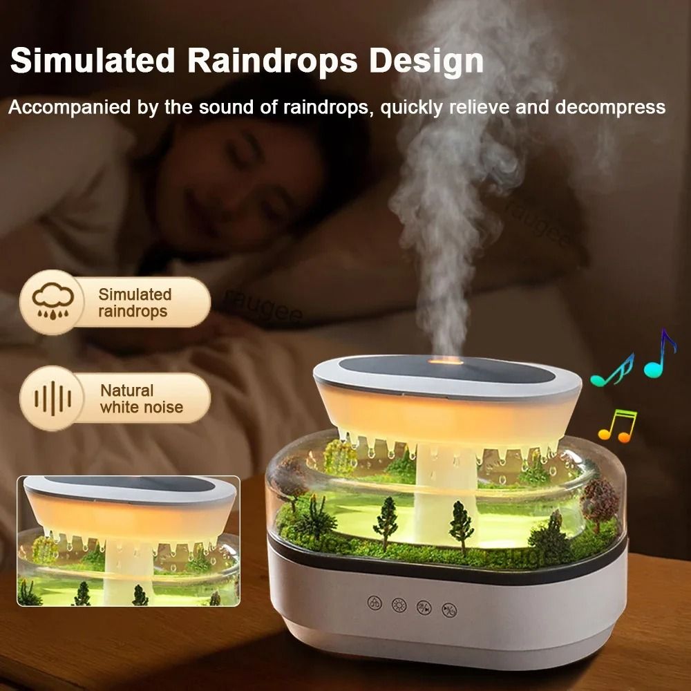Raindrop Aroma Humidifier with White Noise and Light
