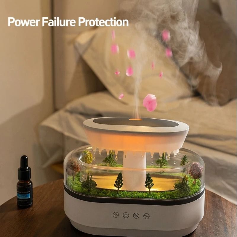 Raindrop Aroma Humidifier with White Noise and Light