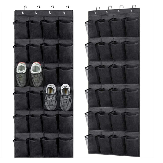 Over the Door Hanging Shoe Organizer with 24 Large Mesh Pockets